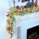 6 ft Football Garland with Lights Football Party Decoration Brown Green Touchdown Hanging Banner for Sports Game Day Birthday Party Home Mantle Decor