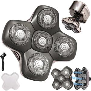 New Upgrade Head Shaver Replacement Heads for Skull Shaver Pitbull Platinum Pro Butterfly Kiss, and Palm Hypo-Allergenic Electric Razor (5d Silver)