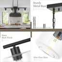 4-Light Kitchen Island Lighting, Modern Black Linear Dining Room Chandelier Light Fixtures with Clear Glass and Chain, Farmhouse Hanging Lights for Kitchen Island Dining Room, OS-YQ8153-4ISBKC