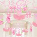 30Ct Ballerina Hanging Swirl Decorations - Pink Tutus Ballet Shoes Bow-knot Rose Ballerina Birthday Party Supplies Theme Party Wedding Anniversary Christmas New Year Fan Decors