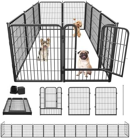 Jhsomdr Dog Playpen 32 inch 10 Panels Portable Dog Fence Outdoor for Yard Indoor Dog Pen for Medium/Small Dogs, Large Pet Puppy Playpen Heavy Duty Pet Fence for RV Camping, Yard