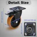 5 inch 3000lbs Caster Set of 4 Heavy Duty Caster Wheels Metal Casters Swivel Casters with Brake Industrial Grade Steel Hub PU Non Marking Castor Wheels for Cart Furniture Workbench