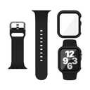  Sport Silicone M/L Size Band and Case with Screen Protector for Apple Watch SE(Gen 1/2/3) Series 4/5/6 40mm - Black