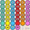 40Pcs Line Up Spots for Classroom Floor, 6 Self Adhesive Number Markers Spot Stickers for School Kindergarten Teacher Supplies