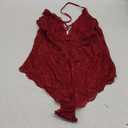 Aranmei Women's Sexy Lace Bodysuit Snap Crotch Lingerie Deep V Teddy One Piece Lace Babydoll Red L