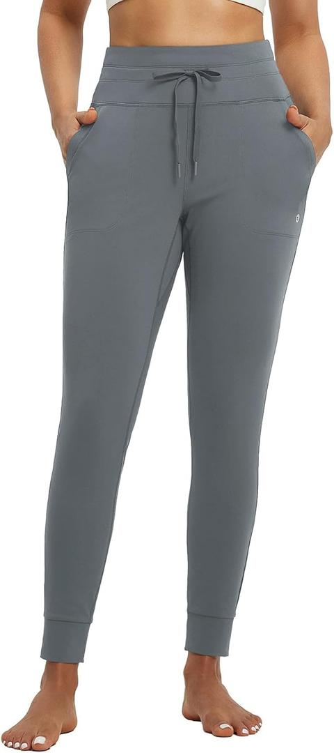 baleaf Women's Fleece Lined Leggings-Fit Joggers Winter Lounge Pants with Pockets Thermal Warm Sweatpants Casual (Large, Dark Grey)