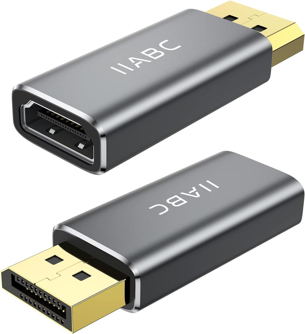 Displayport to HDMI Adapter 2-Pack 4K 24K Gold Plated Displayport DP to HDMI Female ConverterUni-Directional Display Port to HDMI Converter Compatible for Lenovo, HP, Dell &More- Grey