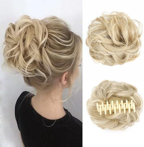 LyoRuSi Claw Clip Messy Bun Hair Piece Wavy Curly Hair Bun Clip in Claw Chignon Ponytail Hairpieces Synthetic Tousled Updo Scrunchies