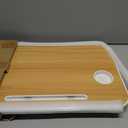 FISYOD Foldable Laptop Table, Portable Lap Desk Bed Table Tray, Laptop Stand with Cup Holder & Tablet Slot & Lifting Handle for Working Writing Drawing & Eating (Wood)