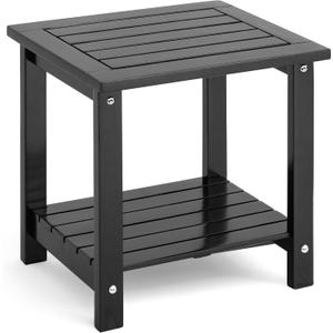 2-Tier Adirondack Outdoor Side Table, 16.6" Acacia Weather-Resistant End Table with Shelf for Patio, Garden, Lawn, Living Room (Black) 2-Tier Adirondack Outdoor Side Table, 16.6" Acacia Weather-Resistant End Table with Shelf for Patio, Garden, Lawn, Living Room (Black)