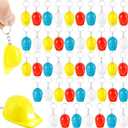 48 Pcs Mini Construction Hat Keychain Yellow Hard Hat Keychain for Classroom Reward Construction Party, 4 Colors (Color Style 2)