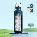 POWCAN 32 oz Water Bottle Insulated: BPA-Free, Leakproof Lid with Straw, Lightweight, Flex Cap, Stainless Steel Water Bottle for Hoilday, Men, Commute, Worker, Walking, Cycling, Daily (Indigo Blue)