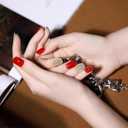 4 x Semi Cured Gel Nail Strips|Works with Any UV/LED Lamps|20 Pcs Gel Nail Stickers|Long-Lasting Two Weeks and Easy to Apply & Remove|Red&Gold Dots