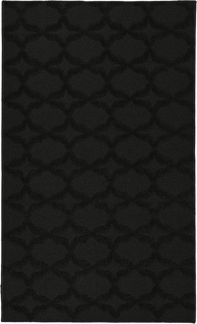 Garland Rug Sparta Non Slip Polypropylene 3 Ft. X 5 Ft. Black Area Rug- Ideal for Living Rooms & Hallways, Stylish & Durable for High Traffic Areas