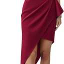BTFBM Women 2025 Summer Fashion Elegant One Shoulder Cocktail Dress Ruffle Sleeve Wrap Ruched Bodycon Short Party Dresses (Small, Wine Red)