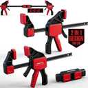 3-Piece 6 Inch Bar Clamps for Woodworking with Clamp Connector, 6" Quick-Release Wood Clamps with 150 LBS Load Limit, Trigger Clamp Set, One-Handed Clamps/Spreader Ideal for Woodworking DIY Projects