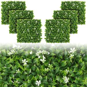 Luyue 6pcs Artificial Grass Wall Panels Epipremnum Greenery Backdrop 2020 Green Flower Hedge Panel Greenery Grass Wall Decor Privacy Screen Wall Backdrop