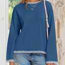 ZESICA Women's Oversized Long Sleeve Sweaters Fall Crewneck Color Block Loose Ribbed Knit Pullover Tops (L)