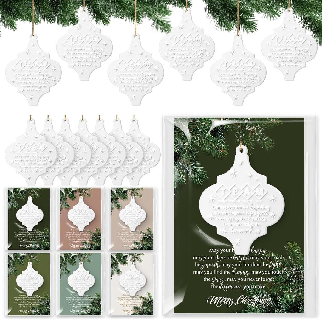 Sieral 36 Set Christmas Ornament Gifts Bulk Thank You Gift for Coworker Flat Lantern Hanging Sign with Card for Xmas Trees Employee Appreciation Gift for Team Office Staff Teacher Nurse (Team)