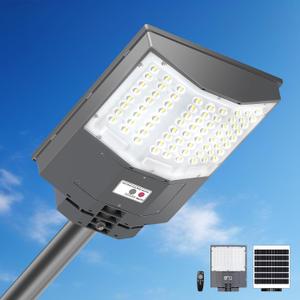 7500W Solar Street Lights Outdoor, 450000LM 7000K Solar Parking Lot Lights Dusk to Dawn 30000mAh IP67 Waterproof Pole Security Flood Lamps with Motion Sensor and Remote for Yard, Garage, Driveway