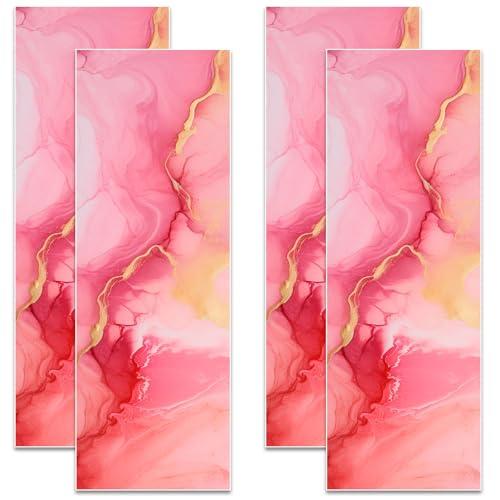 Tinideya 4 Pcs School Locker Magnetic Wallpaper 12 x 36 Inch Magnetic Removable Locker Sticker Accessories for Middle High School Students University Office Accessories(Marble,Pink)