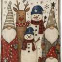 Christmas Decorative Blanket, Gnome Reindeer Snowman Snowflake Print Throw Decoration, Soft Flannel Winter Blankets for Couch Bed Sofa, Holiday Home Decor, Xmas Festival Gifts 50x60 Inch