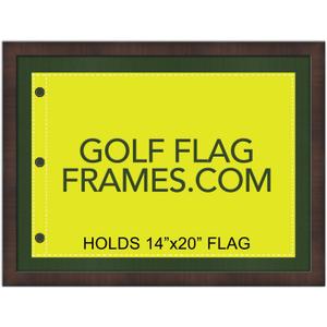 17x23 Walnut Brown Golf Flag Frame, moulding brn-001, Green Mat (holds 14x20 PGA, Ryder Cup, US Open Golf Flags; flag not incl)