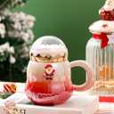 Cute Ceramic Tea Mugs with Santa Lid - Novelty Christmas Cup for Milk, Coffee, Hot Chocolate - 500ML/17.6OZ for Women, Kids, Colleagues, Family, Friends