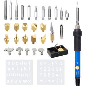 Wood Burning Kit, 32PCS Wood Burning Tool Adjustable Temperature Soldering Iron Tool for DIY, Wood Carving, Embossing, and Craft Projects Wood Burner Pen Set for Adults and Beginners