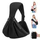 Baby Sling Carrier Newborn to Toddler, Upgraded Adjustable One-Shoulder Lightweight Portable Carrier with Breathable Fabric & Ergonomic Support for 6-40 lbs, One Size Fits All (Black)