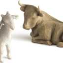 Willow Tree Ox and Goat Nativity Figures, Offering Warmth and Protection, Build On A Holiday Tradition by Adding Animals to Nativity Display, Sculpted Hand-Painted Figures, 2-Piece Set