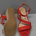 TEMOFON Wedge Sandals for Women Platform: Espadrille Ankle Strap Buckle Wedge - Comfortable Dressy Summer Womens Sandals (7.5, Suede-Red)