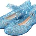 GUGUYeah Princess Mary Jane Jelly Shoes, Ballet Flats Cosplay Birthday Party Dress Up Sandals for Little Girls, Toddler or Kids (Blue)
