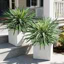 Artificial Agave Plant Fake Agave Planters for Indoor Outdoor Faux Agave Plants Real Touch Realistic Greenery for Home Living Room Office Bathroom Garden Front Porch Patio Decor (27inch-2 Pcs White)