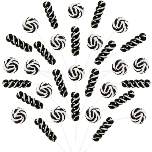 32 Counts Black White Twisty and Swirl Lollipops Blackberry Flavor, Individually Wrapped Lollipop Suckers Candy Bulk, Party Candy Buffet Lollipops Swirl, Halloween Treats Suckers