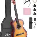 VEVOR Acoustic Guitar, Classical Guitar Starter Kit for Beginners, with Nylon Strings, Basswood Guitar, for Kids Adults Girls Boys Students (38 Inch, Sunburst)