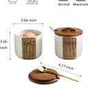 Salt and Pepper Bowl Ceramic, 10 Oz Salt and Pepper Cellar with Lid and Spoon, Farmhouse Salt Containers for Countertop, White
