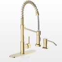 Casavilla Gold Kitchen Faucet with Soap Dispenser, Pull Down Kitchen Faucet with Sprayer, Single Handle Kitchen Sink Faucet with Dual Function Spray Head, Camper Laundry RV Faucet,PVD
