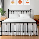 Shreem Linen Ruffled Bed Skirt with Split Corners, Gathered Style, 100% Microfiber, 15Inch Drop, Dust Ruffle Bedskirt with Platform, Queen, White