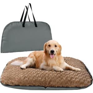 MABOZOO Foldable Travel Dog Bed, Outdoor Camping Dog Bag Bed Pet Pad with Carry Handles, Waterproof Pet Mattress Mat for Small, Medium, and Large Dogs Cats (Gray, 44x32x5 in)