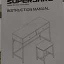 SUPERJARE 43-inch Modern White & Gold Desk - 2 Drawer Vanity, Computer & Home Office Study Desk for Writing & Bedroom