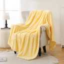 BEDELITE Jacquard Blanket- 3D Fleece Decorative Yellow Throw Blanket, Super Soft and Cozy Warm Fuzzy Blanket All Seasons Suitable, 50x60 Inches