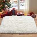 Fluffy Small Rug for Bedroom 2x3 Feet, Shag Soft Area Rug, Modern Plush Carpet, Furry Cute Bedside Rug for Kids Girls Boys Room Nursery Decor, Cream White