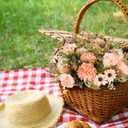 Erweicet Artificial Flowers 3 Bundles Fake Fall Flowers Pink Fake Roses Autumn Faux Flowers Silk Bouquets with Hydrangea Arrangement for Fall Wedding Party Bridal Baby Shower Home Decor(Champagne)