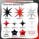 2 x Star Balloons, 22in Red Black and Silver Star Balloons Foil 10in 4-Pointed & Pentagram Balloon for Graduation New Year Wedding Birthday Party Decorations