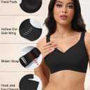 Women's Seamless Wireless Bras No Underwire Push Up Bra Stylish Hollow Out Bralette Full Coverage T Shirt Bra (Black, M)