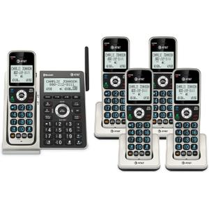 AT&T Cordless Phone 5 Handset with Bluetooth, Landline Phones for Home, Answering System, Smart Call Blocker, DECT 6.0 Extended Range, 2" Backlit Screen, Lighted Keypad with Big Buttons, BL3107-5