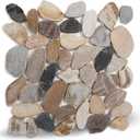 Brown Sliced Stone Pebble Mosaic Tile, 12" x 12" Stone Pebble Backplash for Bathroom Kitchen Shower Floors and Wall Decor and Outdoor Areas, Pack of 5