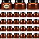 Tessco for you 24 Pack 5/8oz Plastic Jars with Lids Labels Multiuse Slime Containers Empty Body Scrub Jars Round Refillable Cosmetic Body Butter Containers for Makeup Travel(8 oz,Brown)