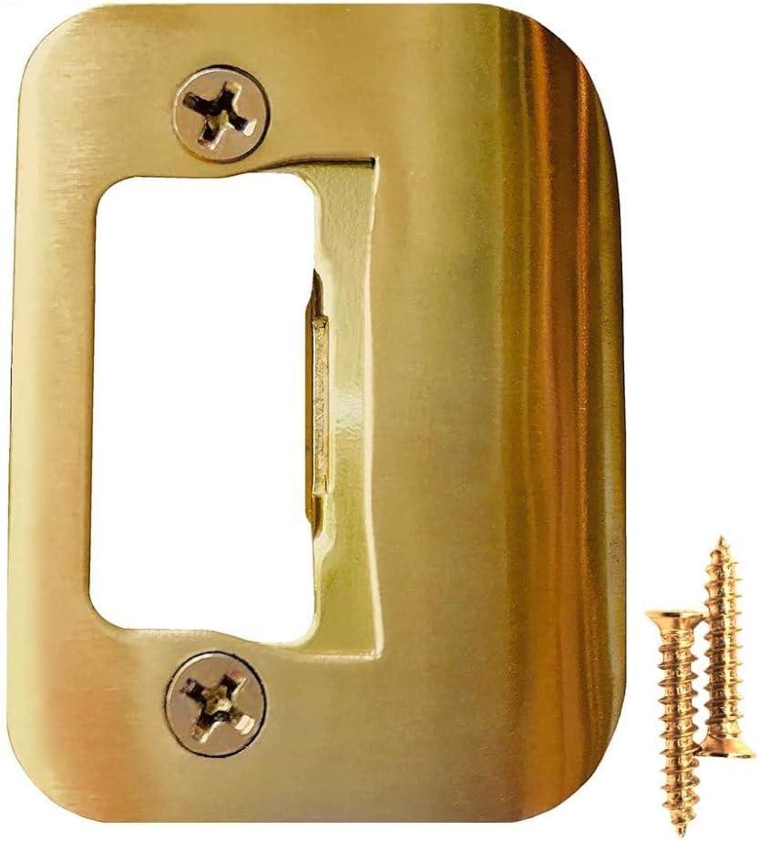 Gator Door Strike Plate with Screws,  2-1/4" by 1-3/4" Universal Latch Restorer Alloy Steel Lock Hardware for Interior and Exterior Doors, Replacement Door Latch Plate | Bright Brass 1-Pack